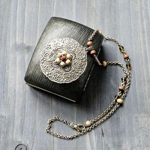 Vintage Round Pendant Necklace with Filigree and Beaded Chain Accent